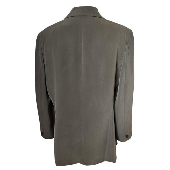 Jones New York 100% Silk Blazer Jacket Suit Brown Silky Satin Feel SZ 16 Lined - Picture 7 of 8